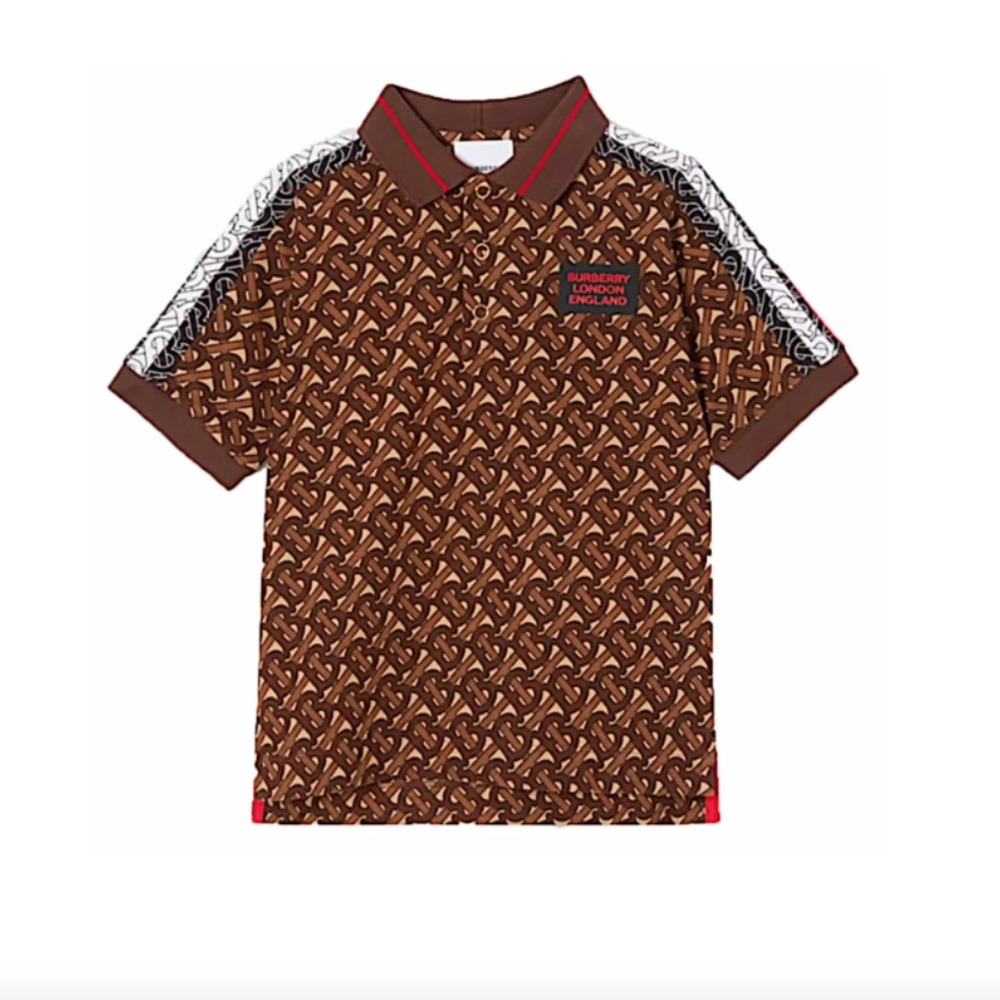 Burberry Kids monogram stripe print polo shirt